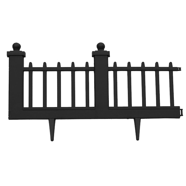Emsco Group Estate Series Wrought-Iron Style Border Fencing, Resin Edging, 10 Feet, Black 2096HD - main